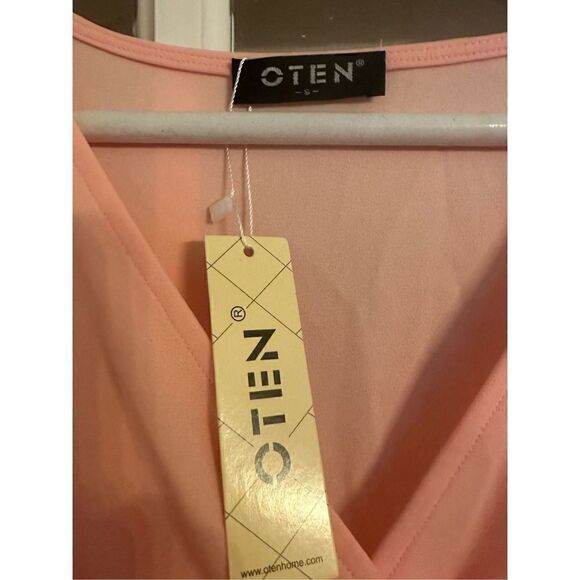 oten size small V Neck Ruffle Sleeve Sheath Casual Cocktail Party Work Faux Wrap - Picture 6 of 6